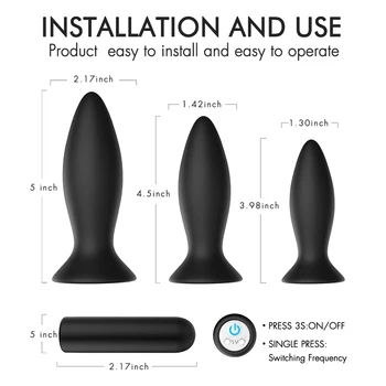 3Pcs de la Distanță fără Fir Jucarii Anale Anal Vibrator Pentru Bărbați Dop de Fund Masaj de Prostata USB ventuza de sex Masculin Masturbari Erotic Sex Toy