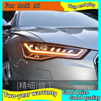 Styling auto pentru Audi A6 Faruri 2009-2012 2013-2018 A6 Faruri LED DRL Lentilă Fascicul Dublu bi-LED, lentila far de masina