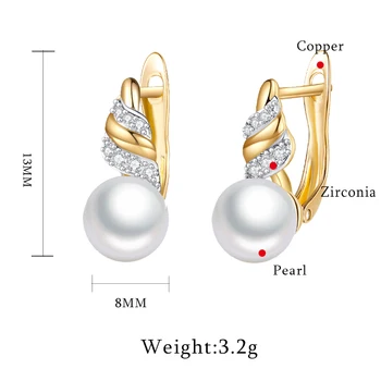 MAIKALE Noua Moda de Aur-Mare Rotund Cercei cu Perle Micro Inlay Zirconia Cercei Stud pentru Femei Bijuterii Cretive Cadouri Brincos