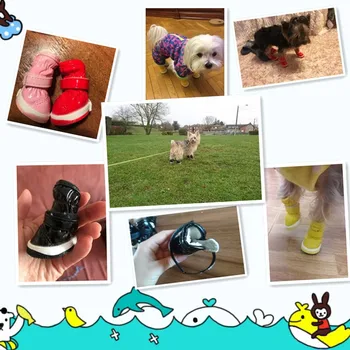 4buc/set Cizme Impermeabile Câine Cățeluș animalele de Companie Anti-alunecare Pantofi de Iarnă PU în aer liber Snow Boot Pentru Câini de talie Mică Chihuahua Casual Sneaker
