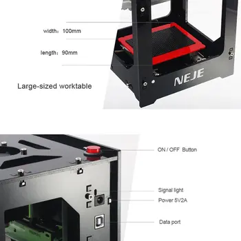 NEJE DK-8-KZ 1000mW/2000 mw/3000mW Mini USB Masina de Gravat Laser Automata CNC Router Lemn Gravare Laser Printer-Cutter Cutti