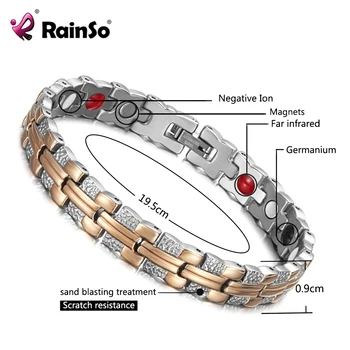 Rainso Bratara Trendy Vindecare Magnetice Brățară pentru Doamna 4 de Îngrijire a Sănătății Elemente(Magnetic,BRAD,Germaniu,ioni Negativi) Lanț de Mână