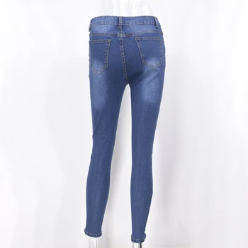 Blugi Femei Joase Elastic Albastru Denim Rupt Pantaloni Cu Găuri În Dificultate Pantaloni Skinny Jeans Pentru Femei Toamna 2020 Îmbrăcăminte