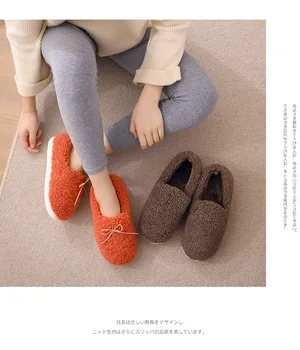 Femei Papuci de Blană Slide-uri Pentru Femei piele de Căprioară Moale Antiderapant Cald Acasă Pantofi Femei Bărbați de Iarnă, Papuci de casă Chaussure Homme