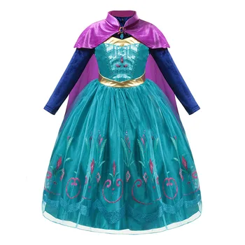 Elsa Anna Rochie pentru Fete Printesa Copii Costum Cosplay Snow Queen Sequin Mantie Lungă Rochie de Copil de Crăciun de Iarnă Costume de Partid