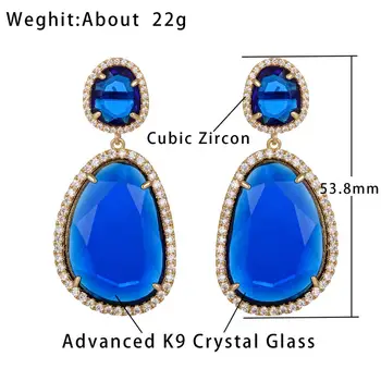 12Color de Lux Cercei Formă Geometrică Avansate K9 Pahar de Cristal Bijuterie Cercei Pentru Femeile de Culoare Albastru 2020 Moda Bijuterii