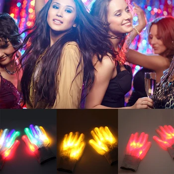 1pair LED-uri Colorate Mănuși de Lumină LED Mănușă de Costume Stralucitoare elemente de Recuzită Stralucitoare Petrecere Decorative Consumabile Intermitent Schelet Mănuși