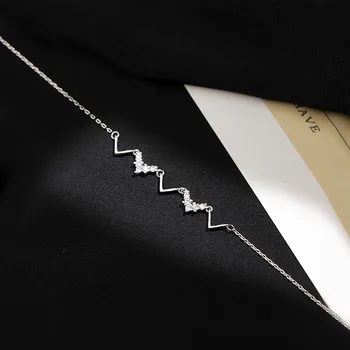 Argint 925 Trendy Link-ul Lanț Colier pentru Femei Cupluri Geometrică Simplă Formă de V Elegante, Bijuterii de Mireasa dz064