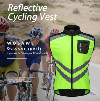 WOSAWE Mare Vizibilitate Reflectorizante Haine de Ciclism Windproof Biciclete MTB Strat Rutier Tricouri Sport Biciclete fără Mâneci Vestă de Siguranță
