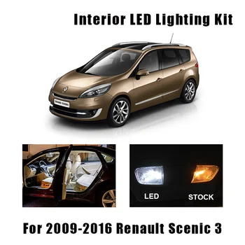 17pcs Alb Eroare Gratuite Auto Becuri cu LED-uri de Lectură Dom Harta Ușă Portbagaj Lumina de Interior Kit Pentru Perioada 2009-2016 Renault Scenic III 3 MK3