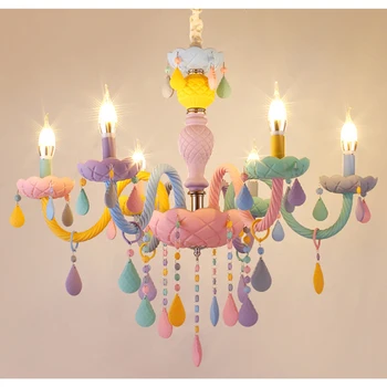 Candelabru de cristal Macaron Culoare Droplight Dormitor pentru Copii Lampa de Fantezie Creatoare fată prințesă corp de Iluminat corpuri de iluminat suspendate