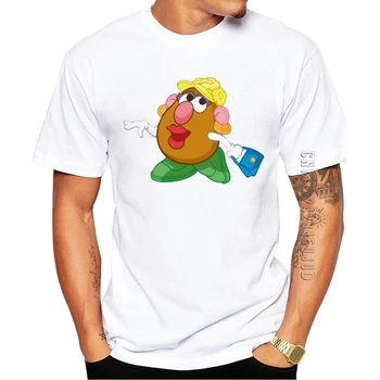 Bumbac Vânzări La Cald De Cartofi Bărbați T-Shirt O-Gat Maneci Scurte Grafic Tricou Amuzant Cartofi Tipărite Rece Topuri Hipster Tees