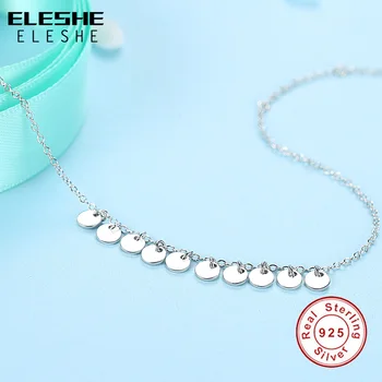 ELESHE Argint 925 Bratara pentru Femei Geometrice Simple Monede Rotund Farmecul Bratari & Brățări Link-ul Lanț Moda Bijuterii