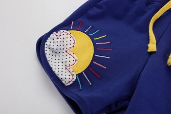 Puțin Maven Noi De Vara Copii Soare Albastru Roz Star Aplicatiile De Calitate Din Bumbac Tricotate Cordon Fete Casual Elastic Talie Pantaloni Scurți