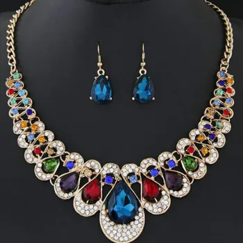 Cadouri pentru Femei Africane Elegant de Mireasa Moda Bijuterii Seturi de Mare Colier Cercei Cristal Bijuterii Accesorii de Nunta