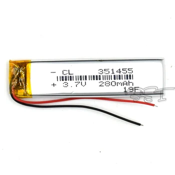 3.7 V Litiu Polimer Baterie 351455 baterie Reîncărcabilă Li-ion cu Celule 280mAh Pentru MP5 Navigator GPS, MP3, MP4 Ebook Difuzor Camera