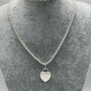Sterling de argint farmec original colier în formă de inimă, logo-ul clasic, elegant și nobil bijuterii cadouri pentru femei