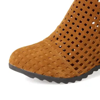 2020 Nouă Femei Cizme de Vara Plat Scăzut Ascunse WedgesCutout Cizme Femei Rochie Casual Pantofi de vânzare Fierbinte Drăguț Turma 34-43