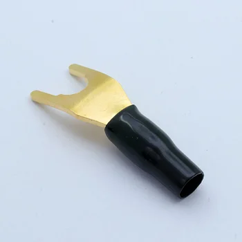 4buc Cupru placat cu Aur Fișe Banană U/Y Tip de Înaltă calitate Banana Conector Difuzor Conector de Sârmă Cu Mâner de Plastic Caz