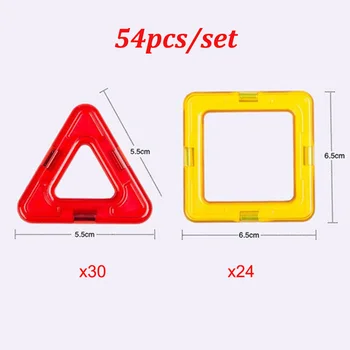 54pcs/set Dimensiuni Mari Magnetice Blocuri Triunghi Pătrat Cărămizi Magnetic Designer de Jucării de Construcție Pentru Copii Cadouri