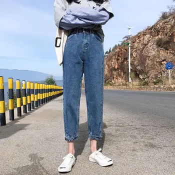 Blugi Femei-coreean de înaltă talie Elastic Fierbinte de Vânzare de Moda Slim se Potrivesc Spălat Femei Streetwear Pantaloni Prietenul Casual