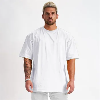 Brand de Moda Oamenii Extinde Hip Hop Vara Bumbac Culturism Tricou Om Musculare cu Maneci Scurte T-shirt Săli de sport Îmbrăcăminte de Fitness Tricou