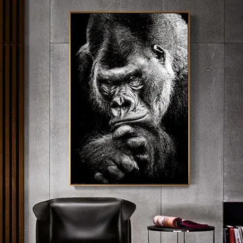 Rezumat Maimuță Animale Poster Alb-Negru Imprimare Canvas Wall Art Arta Picturii Nordice Poza Perete pentru Camera de zi de Decorare