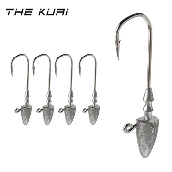 Thekuai 10buc Jig Duce Capul Cârlig de Pescuit Ghimpată Triunghi cârlig de Pescuit Pentru Crap Pește Moale Vierme Momeală de Pescuit Accesorii