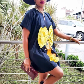 Africa De Moda Tipărite Femei T Shirt Rochie Plus Dimensiune Vara Maneca Scurta Casual 2020 Buzunare Rochii Midi Halat Femme Vestidos