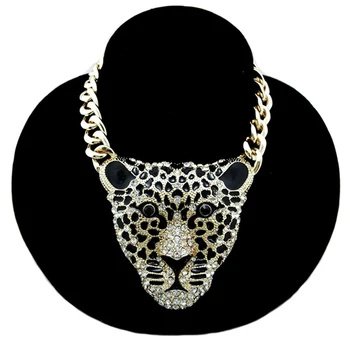 M&YDBZ Mare Cap de Leopard Pandantiv Colier Hip-Hop, Punk Stil de Bijuterii Petrecere Rave Accesoriu Animal Coliere Lanț de Aur en-Gros