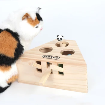 Pisica a Lovit Gophers Pisica Vâna Jucărie Prinde Mouse-ul de Joc din Lemn Interactiv Labirint animale de Companie Lovit Hamster Cu 3/5-ascuns Gaură de Șoarece Pisoi Tachineze Jucărie