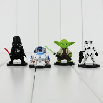 4buc/lot Vigoare Trezi Darth Vader, Yoda R2-D2 Robot de Colectie Cifre din PVC de Colectare de Jucării Cadou de Crăciun