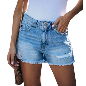 Femei De Moda De Vară De Înaltă Talie Pantaloni Scurți Din Denim Blugi Femei Scurt 2021 Noi Uzat Blugi Pantaloni Scurți Buzunare