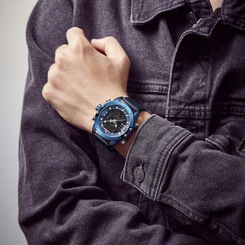 NAVIFORCE Bărbați Ceas de mână de Brand de Lux Albastru Impermeabil Cuarț Ceasuri Barbati din Piele Analog Sport Ceas Digital Relogio Masculino