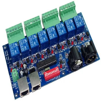 1 buc dmx512 decodor XLR+RJ45 8CH comutatorului Releului dmx512 led-uri RGB-Controler pentru benzi cu led-uri lampă cu led-uri lumini contrller transport gratuit
