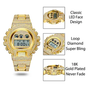Relogio Masculino MISSFOX Bărbați Ceasuri de Lux LED Digital Cuarț Ceas de Aur 18K Barbati G Stilul Șoc Dovada AAA Masculin Încheietura Ceasuri