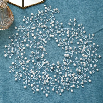 2m Lung Benzi de Cristal Pearl Nunta Accesorii de Par de Culoare de Argint de Lux rochie de Mireasă de Păr Stras Viță-de-vie Bentițe
