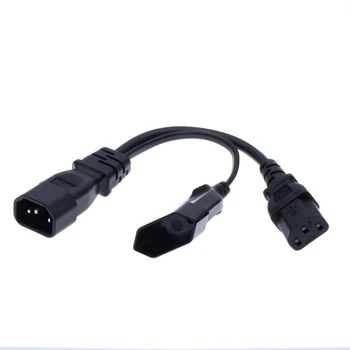 Y Splliter Cablu de Alimentare IEC320 C14 Plug 3-Penis de sex Masculin Cablu de Alimentare Cablu de Alimentare AC Adaptor pentru C13+ CEE7/16 2Pin de sex Feminin Soclu*