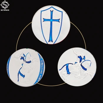 5PCS Cruciați Cruce Sfântă Sabie Albastru Cavalerii Templieri Euro Suvenir de Argint Replica Colecție de Monede