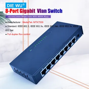 TXE010 8-Port Gigabit Ethernet 10/100/1000 Mbps/ Comutator de Rețea LAN Hub/ Full sau Half duplex Schimb