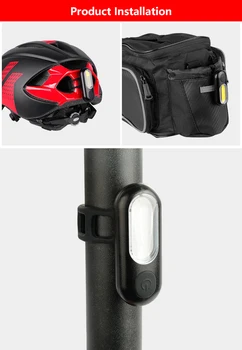 Bicicletă nouă Lumină USB de Încărcare de Avertizare Lumina Coada COB Evidenția Roșu Și Albastru Lampa de Noapte de Echitatie Baterie 250mAh mai Sigur Ciclism
