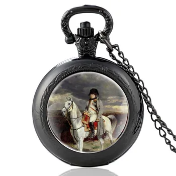 Napoléon Expeditia lui Napoleon Model Culoare Negru de Epocă Cuarț Ceas de Buzunar Bărbați Femei Pandantiv Colier de Ore Ceas Cadouri