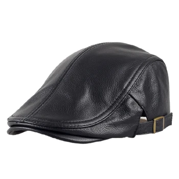 Barbati din Piele Pălărie vânzător de ziare Capac Gatsby Plat Golf Taximetrist Baker Bereta Retro nou brand de moda pentru bărbați din piele naturală capac H713
