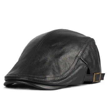 Barbati din Piele Pălărie vânzător de ziare Capac Gatsby Plat Golf Taximetrist Baker Bereta Retro nou brand de moda pentru bărbați din piele naturală capac H713