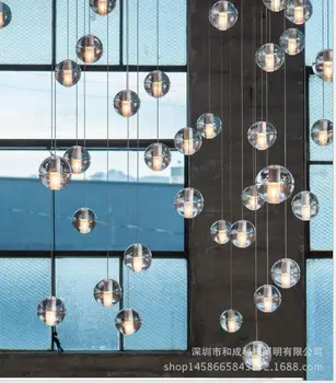 Creative Ploaie de Meteoriți Candelabru de Cristal Minge de Sticlă Înalte Duplex cu Scara de Lumină Personalizate Restaurant Living Magazin de Îmbrăcăminte Lam