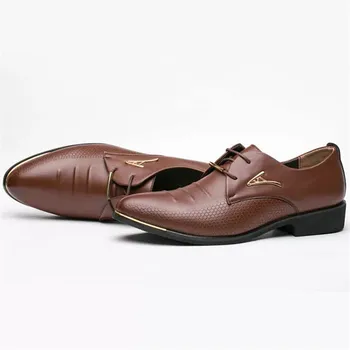 2020 Barbati Pantofi de Piele de Om de Afaceri Rochie Stil Clasic Apartamente Maro Negru Dantelă Sus Subliniat Toe Pantofi pentru Bărbați Pantofi Oxford