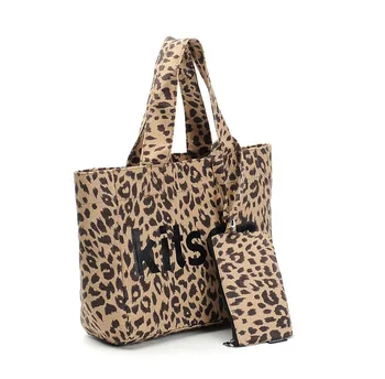 Femei geantă de cumpărături clasic Leopard Sac Geantă de mână sac de panza 2 seturi pentru femei