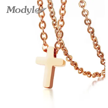 Modyle Simplu Crucea Pandantiv Colier pentru Femei din Oțel Inoxidabil De 20