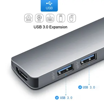 Mosible C Hub USB pentru a HDMI, OTG Thunderbolt 3 USB de Tip C Dock USB Splitter 3.0 cu PD pentru Macbook Pro/Air 13 2020 USB-C Extender