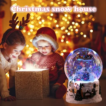 Cutie muzicala Minge de Cristal de Zăpadă Glob Rotativ Lumina Tren Filare Pom de Crăciun Artizanat Desktop Acasă Decor Prietena Cadouri